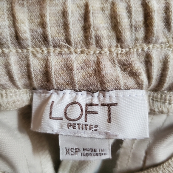 Loft tan elastic waist strip pants - Picture 2 of 2